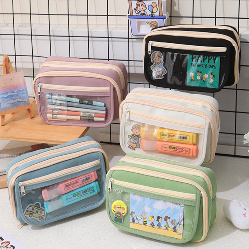 透明多层笔袋高颜值新款大容量日式铅笔盒初中小学生多功能