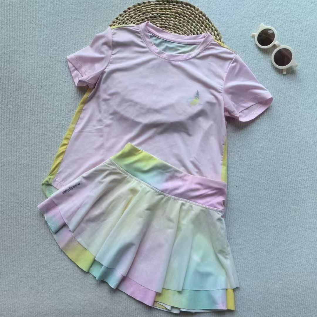 女童网球裙夏季2025新款女大童羽毛球服运动冰丝速干裙