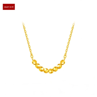 18K金几何蹦迪珠项链 女纯银镀黄金色爆闪小金珠锁骨链碎碎金礼物