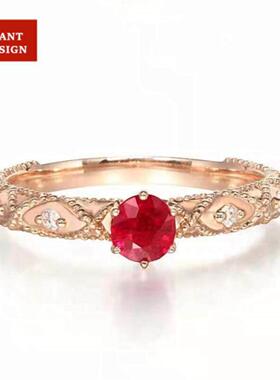 18K金鸽血红宝石茜茜公主戒指