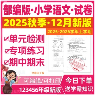 月考期中期末测试卷专项专题复习试题全套电子版 小学语文试卷一年级三四五六二年级上册下册课时同步练习题单元 部编人教版 2025新版