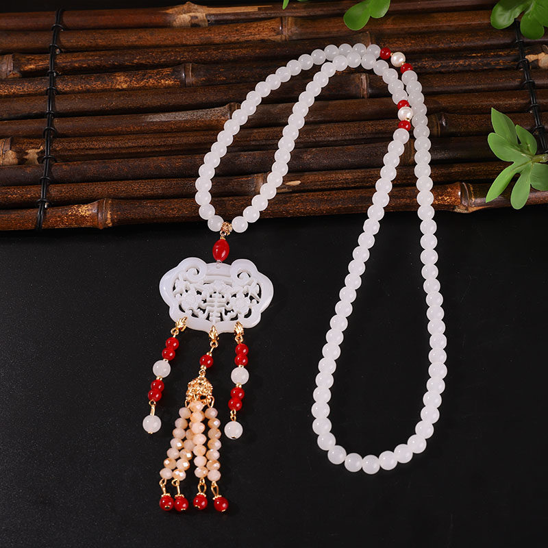 2024明制古风热辣红璎珞项链百搭新中式汉服马面裙儿童男女同款,饰品/流行首饰/时尚饰品新,项链,淘宝优惠券,粉丝福利购,淘宝优惠卷