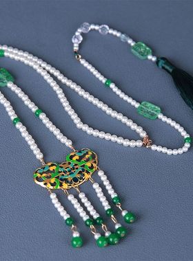 新中式米珠项链冰丝流苏