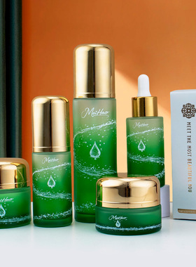 玻璃瓶30g50克容器40ml滴管100ml泵头水乳瓶圆形玻璃瓶子绿色水滴