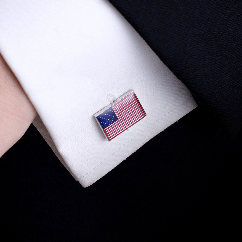国旗法式衬衣男士袖口扣定制