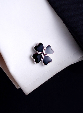 幸运四叶草袖口扣衬衫袖扣男士衬衣袖钉法式袖口钉定制 Cufflinks