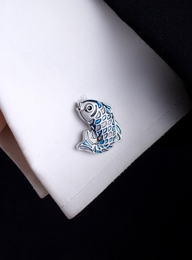 鱼跃龙门吉祥寓意法式袖扣男士袖口扣衬衫衬衣袖钉定制 Cufflinks