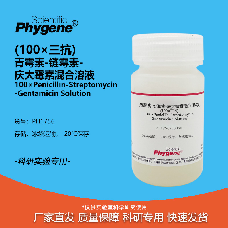 三抗溶液 (100×) 青霉素链霉素庆大霉素混合溶液 PH1756 PHYGENE
