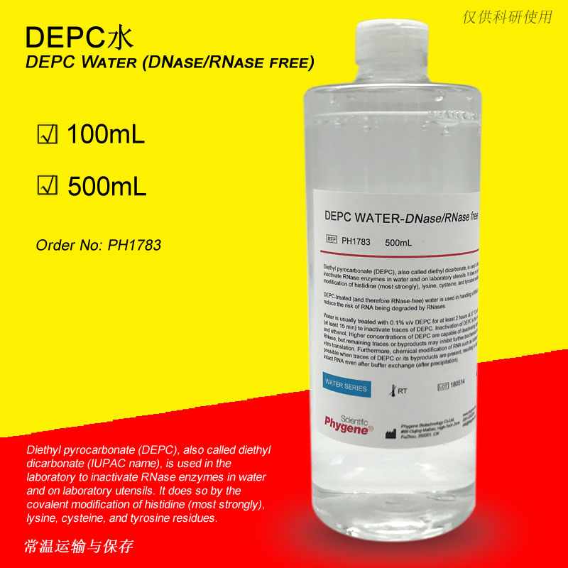 DEPC水 (DNase/RNase free) 实验专用 特价促销 [PH1783 Phygene]