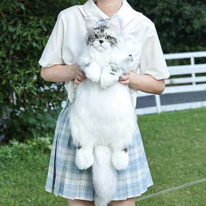 高档缅因灰猫咪背包仿真双肩包包毛绒玩偶可爱公仔玩具生日礼物