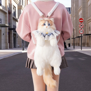 新款网红玩偶可爱山猫火焰纹公仔毛绒玩具仿真猫包包批发工厂直销