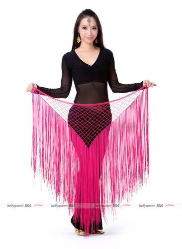 bellydance手织印度民族舞蹈肚皮舞腰链阿根廷超长流苏臀巾三角巾