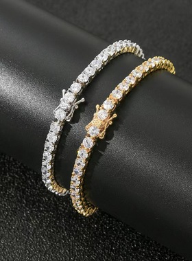 other男铜欧美锆石镶钻项链嘻哈