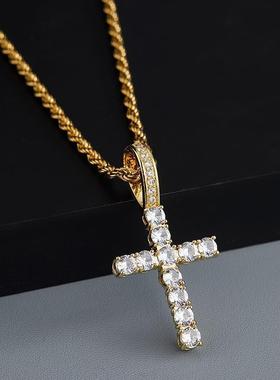 马思维同款锆石十字架项链女感简约轻奢吊坠女吊坠