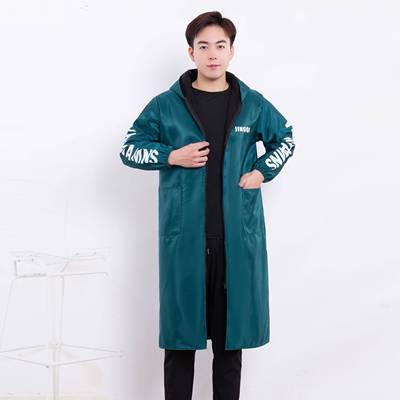 正品特长拉加防长男女罩衣工作服士链长袖围裙防水油大人家用加绒