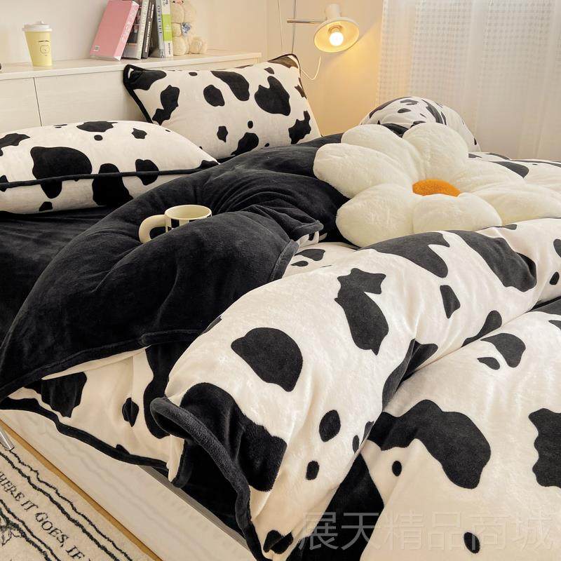 正品北奶牛黑白斑点件套牛奶绒四新ns风简约欧1i.5m1.8米被套床单,床上用品,床品套件/四件套/多件套,淘宝优惠券,粉丝福利购,淘宝优惠卷