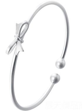 正品l年ect珂里蝴蝶银手镯女纯银轻款99结9足银镯子实心银饰生c日