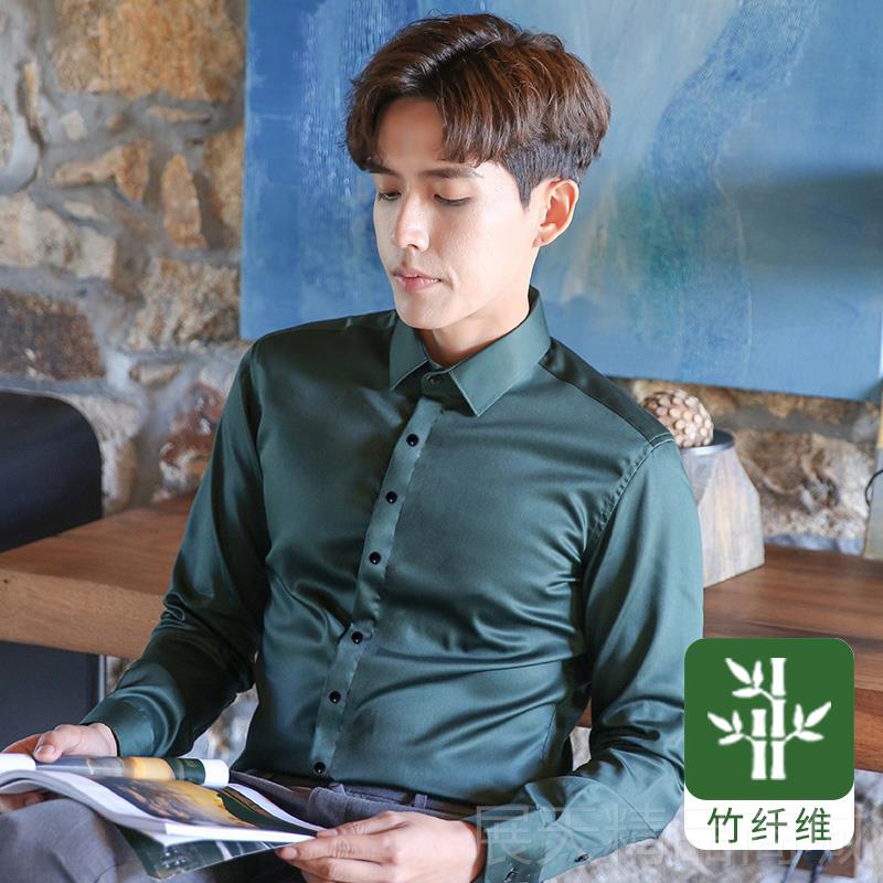 正品白衬衫男长袖装高级感商男务修身抗工作服工皱伴郎结婚士白色