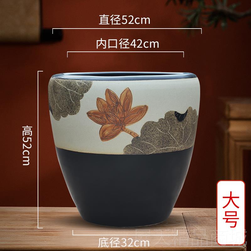 正品景德荷镇陶瓷鱼缸大号养花睡莲盆水乌龟缸庭院客厅书摆件书房