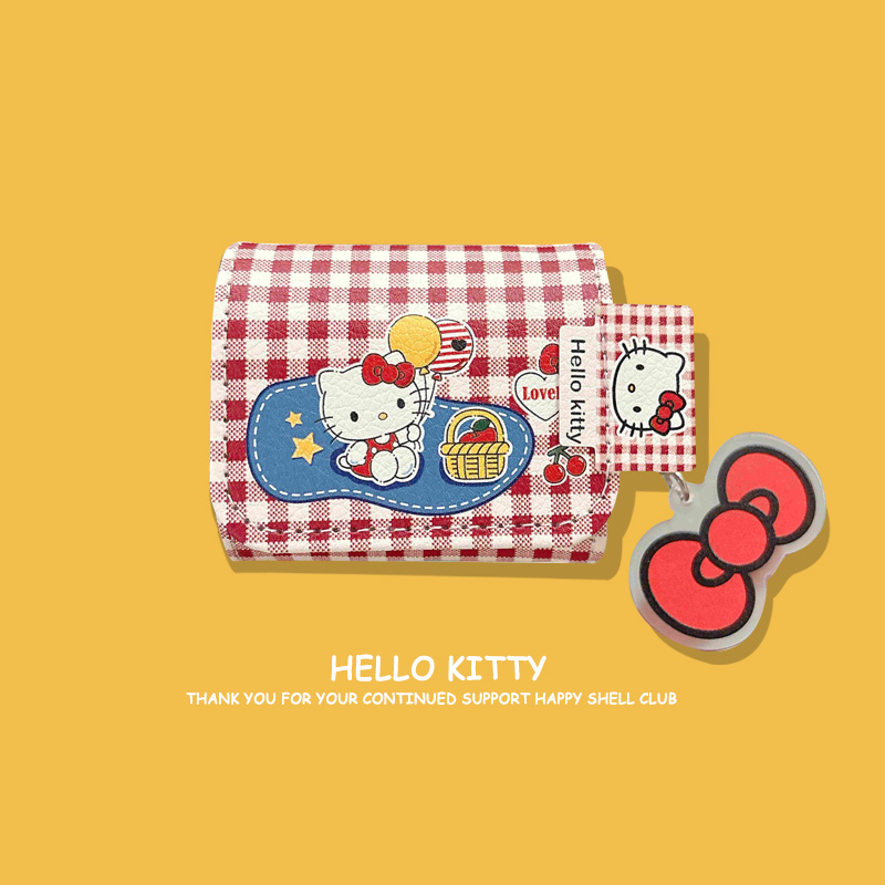 复古hellokitty猫适用freebudspro4保护套华为clip耳夹连体皮套5i/6i翻盖耳机壳