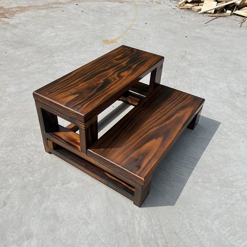 实木脚踏防腐木脚踏2层架飘窗用庭院防腐木梯架梯凳惊风加厚