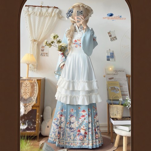 江南芸原创蘑菇小熊汉服套装