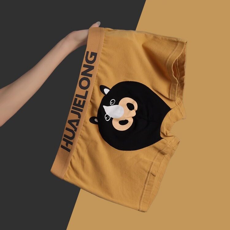 潮流卡通男士内裤男生纯棉平角裤男式可爱男孩底裤衩男款四角裤头