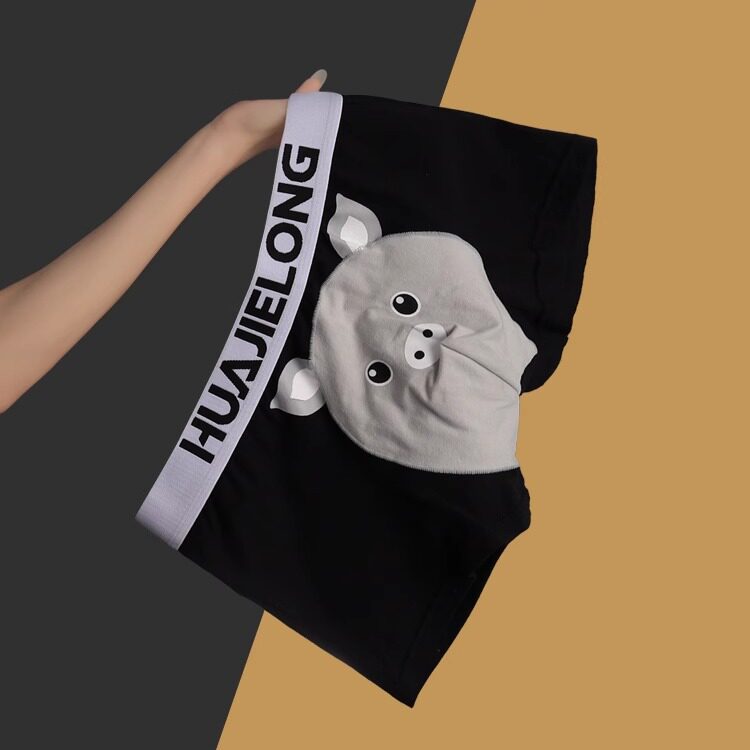 潮流卡通男士内裤男生纯棉平角裤男式可爱男孩底裤衩男款四角裤头
