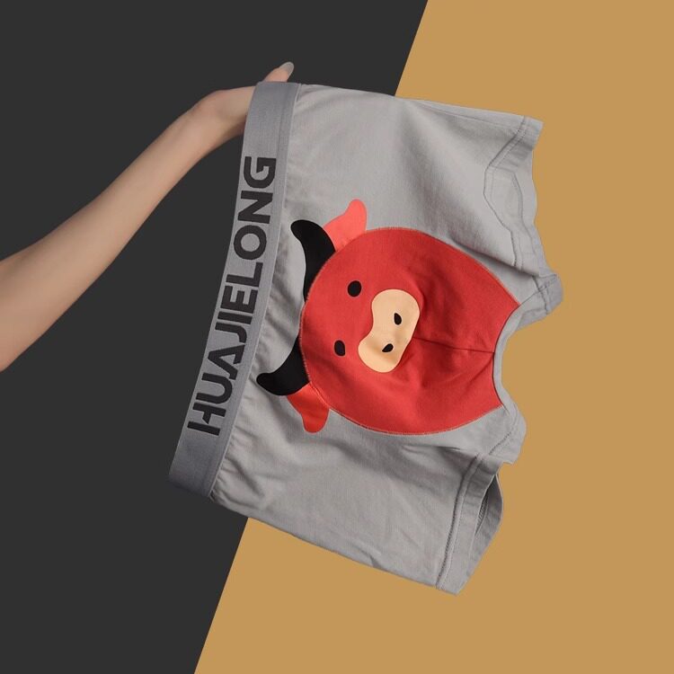 潮流卡通男士内裤男生纯棉平角裤男式可爱男孩底裤衩男款四角裤头