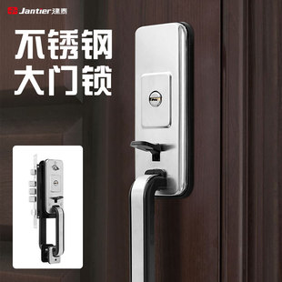 农村大门锁铝合金老式式按压防盗锁具拉手把手家用通用型铁门入户