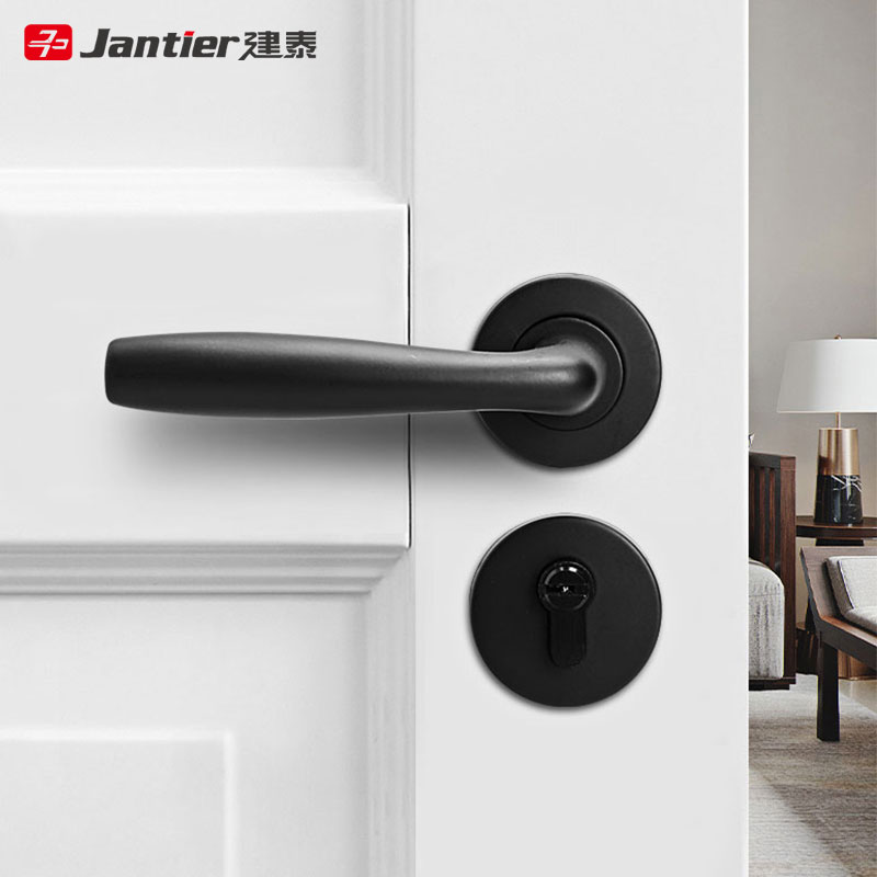 黑色静音不锈钢门锁室内门把手家用通用型卧室房门房间木门执手具