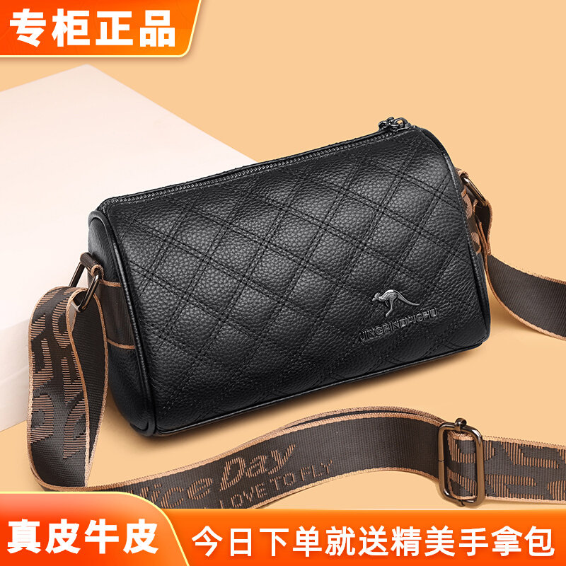 潮牌韩版真皮小包包女牛皮斜挎包时尚软皮单肩包宽带枕头包女包
