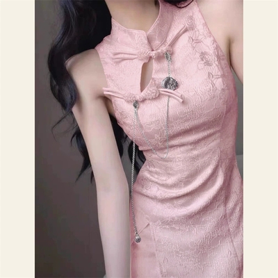 women's ruffled fish tail skirt dress, improved cheongsam