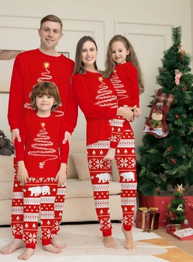 pajamas Christmas parent-child outfit long sleeved set 套装
