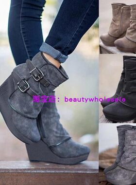 Leather Wedge Plus Size WomenShoes Leather Boots