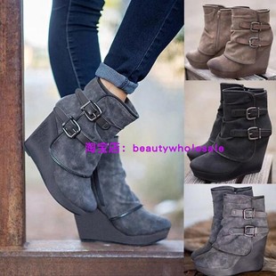 Leather Wedge Plus Size WomenShoes Leather Boots