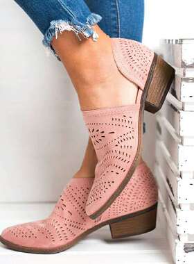 Side empty large size 43 42 mid heeled mesh women's shoes