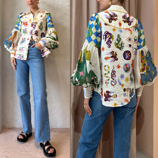 sexy cardigan size shirt sleeved women long Large printed