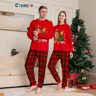 Christmas deer home child set Year pajamas New Parent tree
