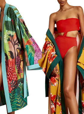 Women's kimono printed jacket windbreaker 女装印花外套风衣