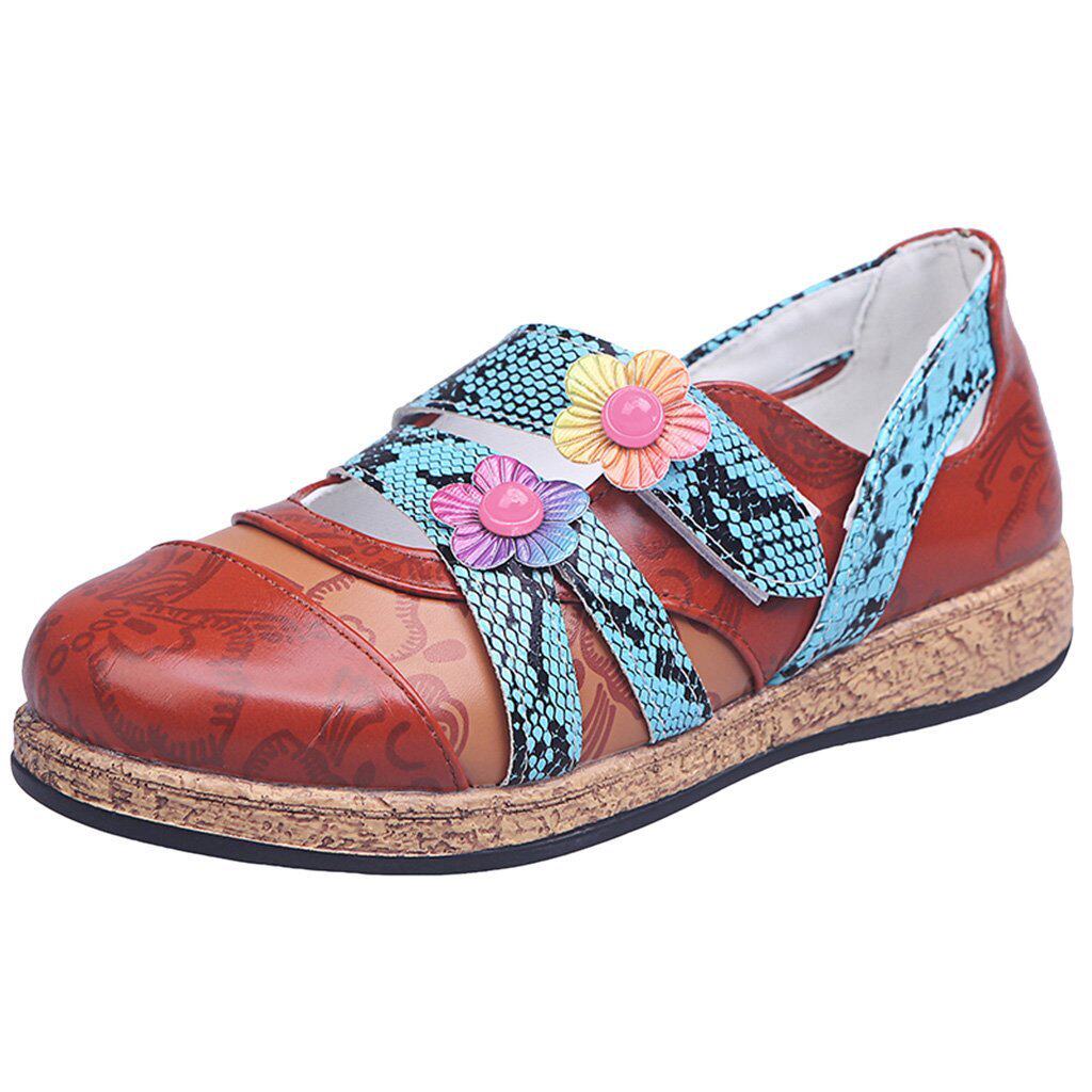 color blocked hollow flat single shoes, casual women's shoes