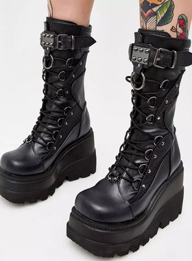 platform slope and Martin boots, thick soled midsole boots
