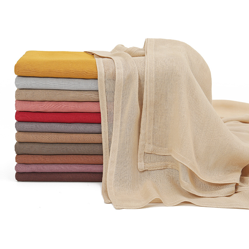 Headscarf monochrome wide edged thin Modal breathable scarf