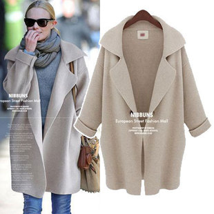 Women loose cardigan sweater 西装领针织开衫宽松大码毛衣外套