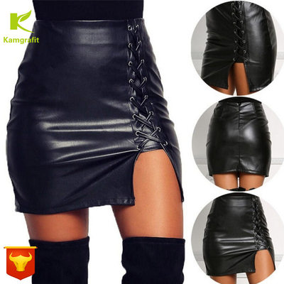 Black PU leather high waist pack hip big size 4XL 5XL skirts