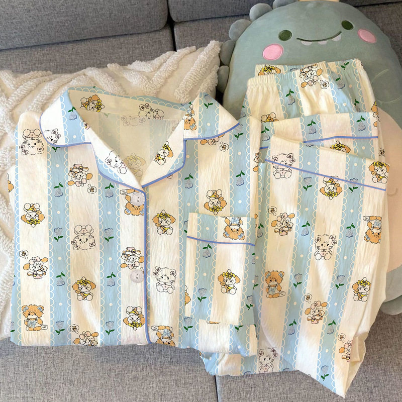 软妹mikko猫咪睡衣女春季新款甜美卡通长袖长裤小众家居服