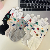 袜子女短袜纯棉春夏ins低帮浅口韩国可爱小花隐形硅胶不掉跟船袜