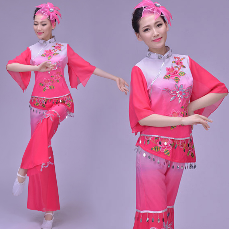 秧歌服演出服2018新款中老年民族风舞蹈服装广场舞衣服女成人套装