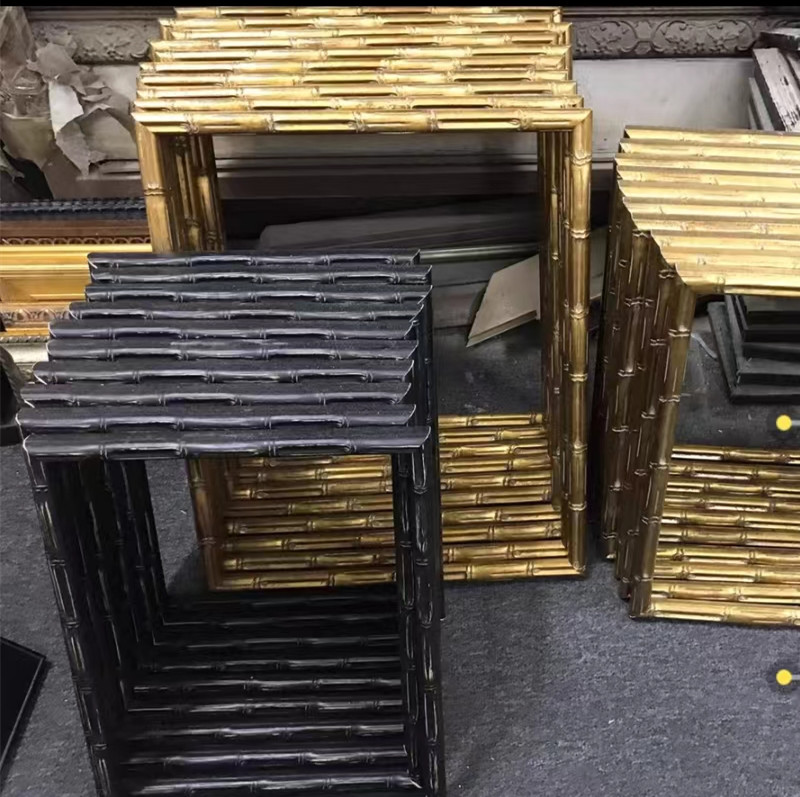 竹节实木框现代简约黑色竹节框中西艺术画框复古简约古典框可定制