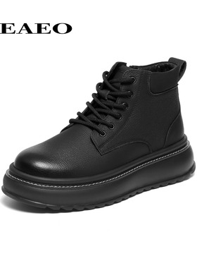 西二男士休闲高帮马丁靴男2025冬季新款厚底增高加绒保暖MH2R3810